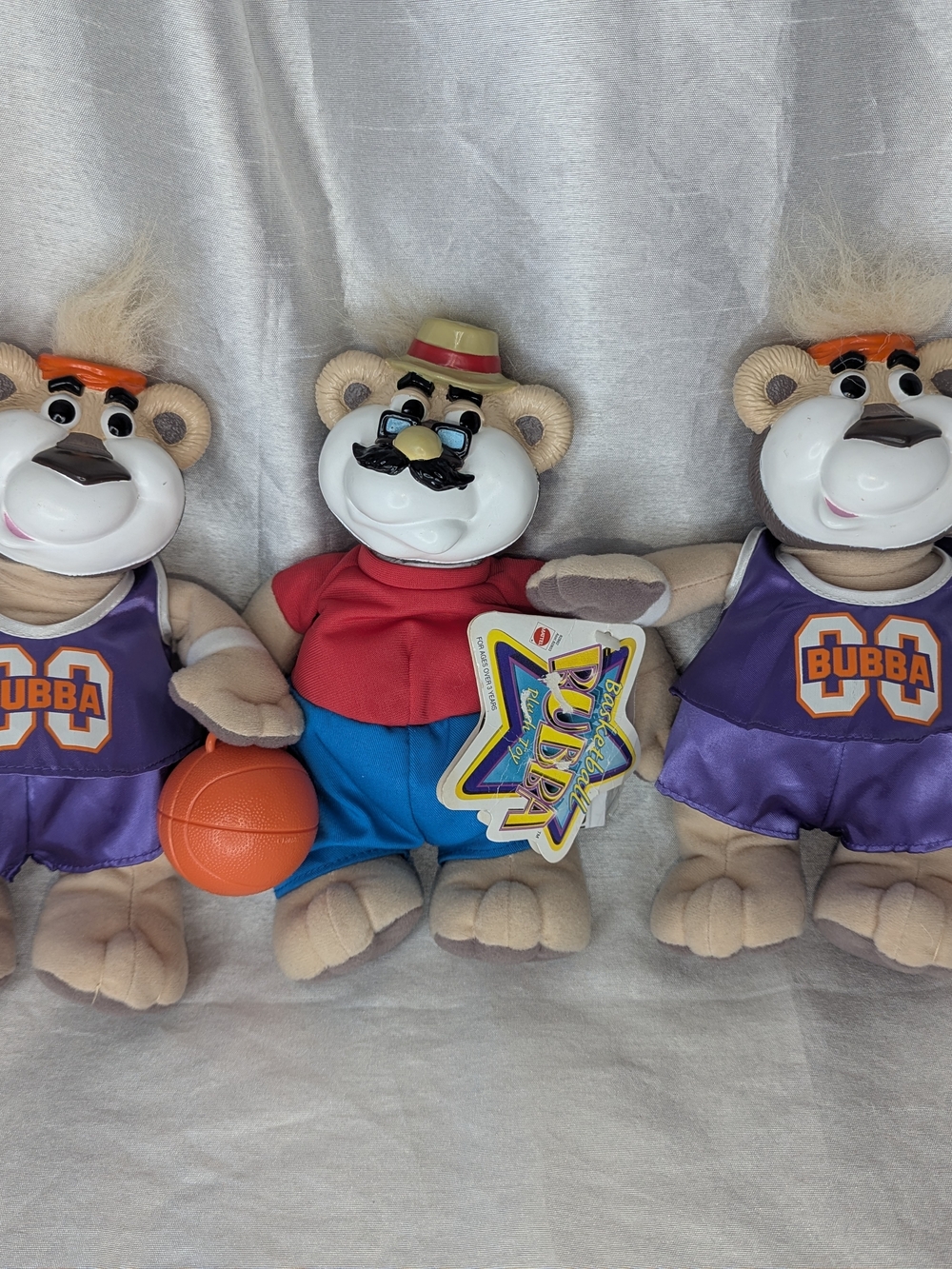 talking Mattel Basketball Bubba Plush Bear Lot of 3 1999 Washable Multicolor